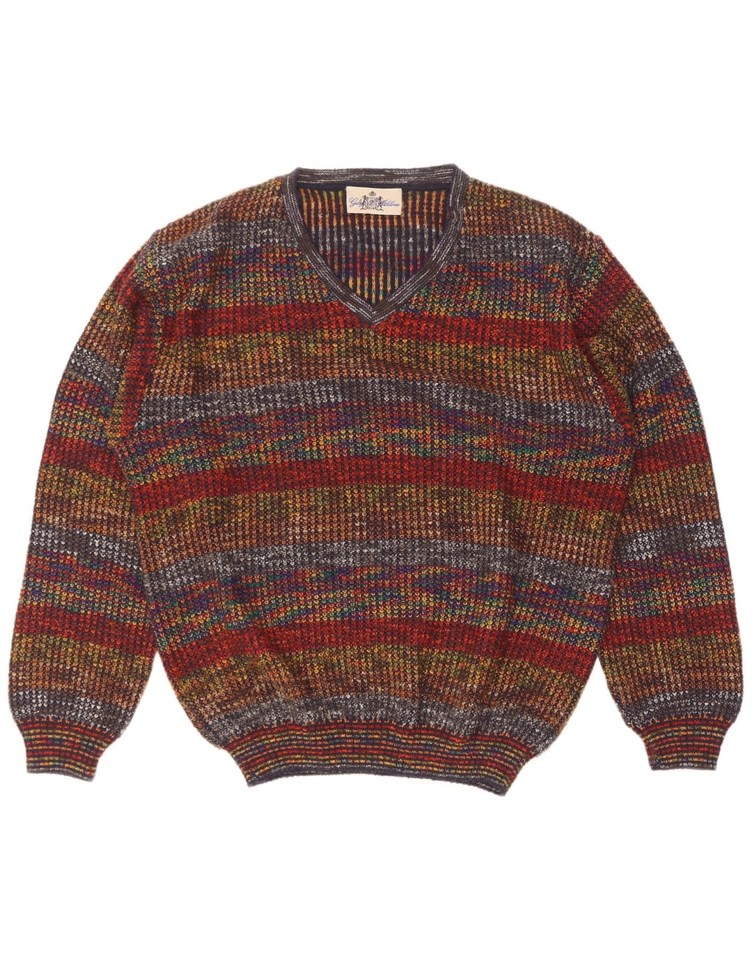 Maglione George da uomo con scollo a V IT 50 Lana a righe multicolori medie