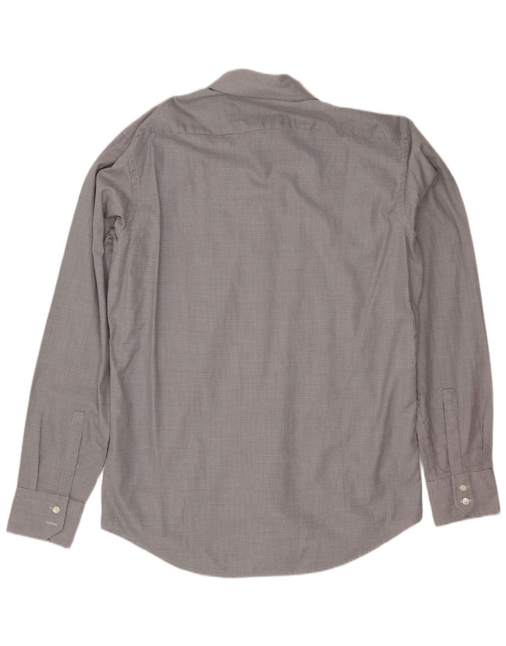 Camicia da uomo Hugo Boss taglia 40 15 3/4 cotone maculato grigio medio