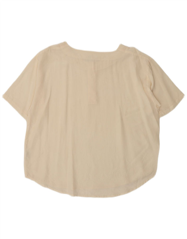 Camicetta vintage da donna Top UK 18 XL Seta beige