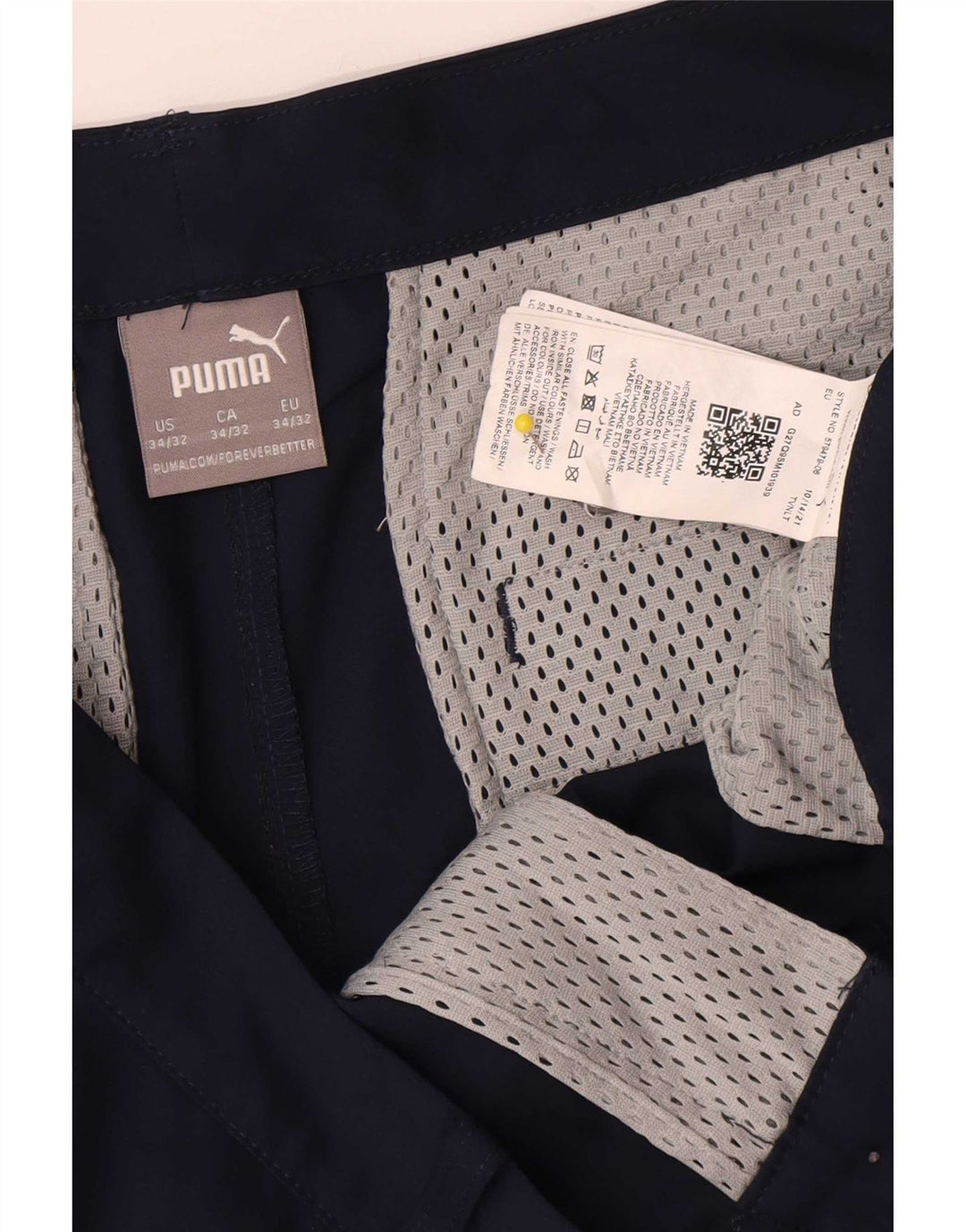 Pantaloni chino dritti da uomo Puma W34 L32 poliestere blu navy