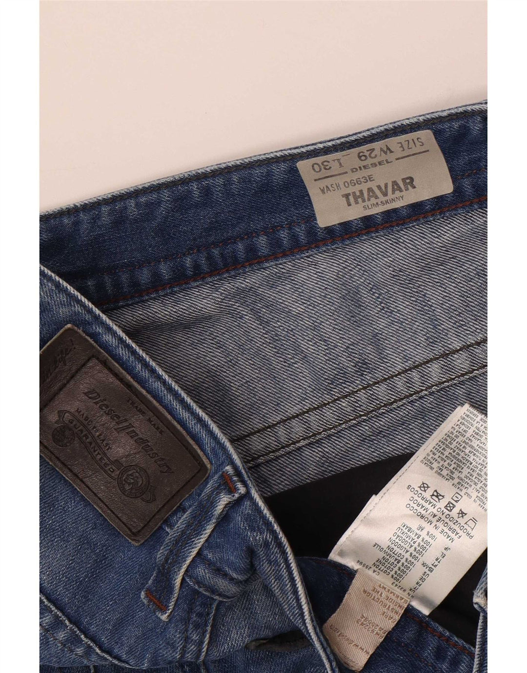 Diesel Uomo Thavar Jeans Skinny Slim Distressed W29 L30 Blu