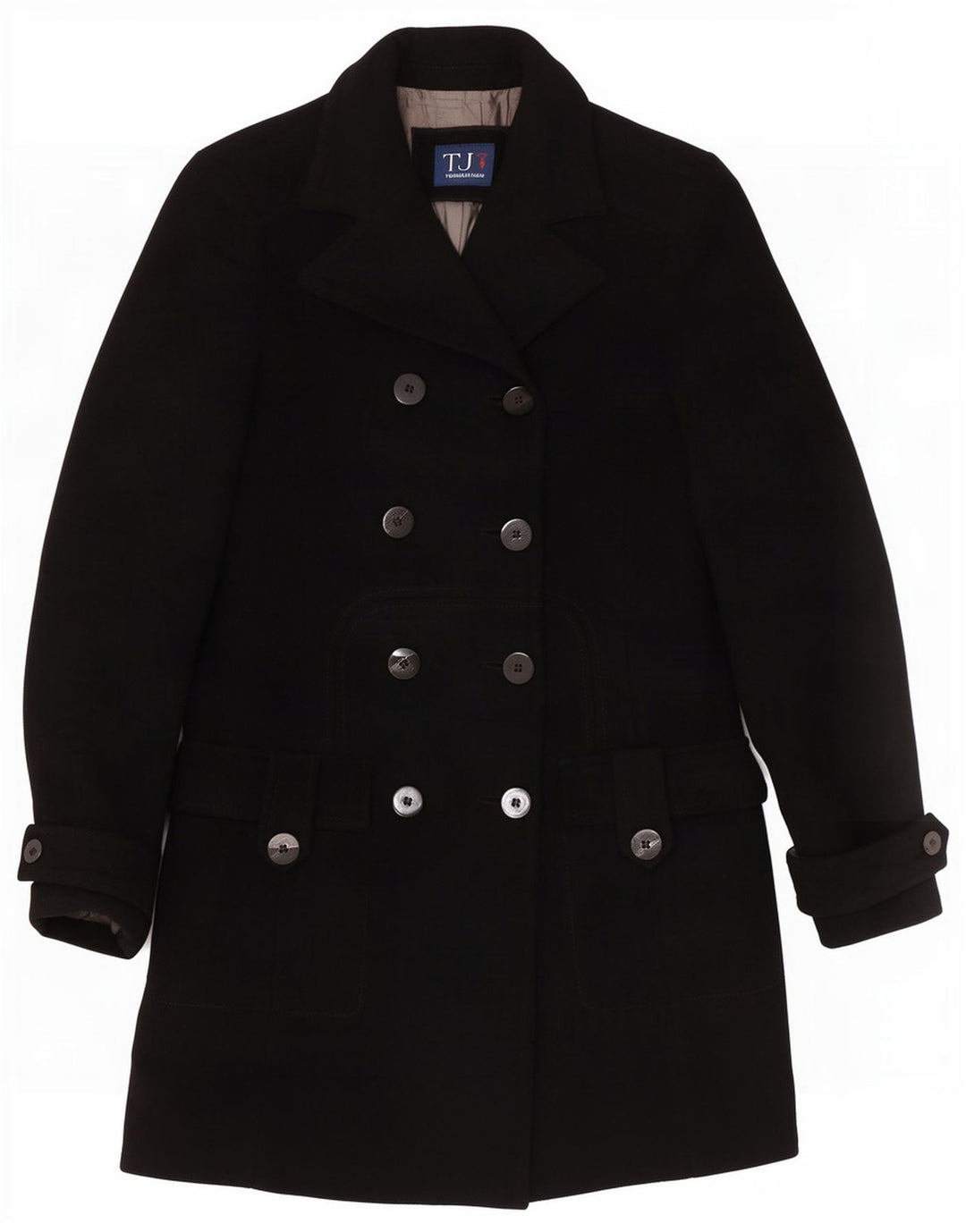Cappotto Doppiopetto Donna Trussardi Jeans IT 42 Medio Lana Nero