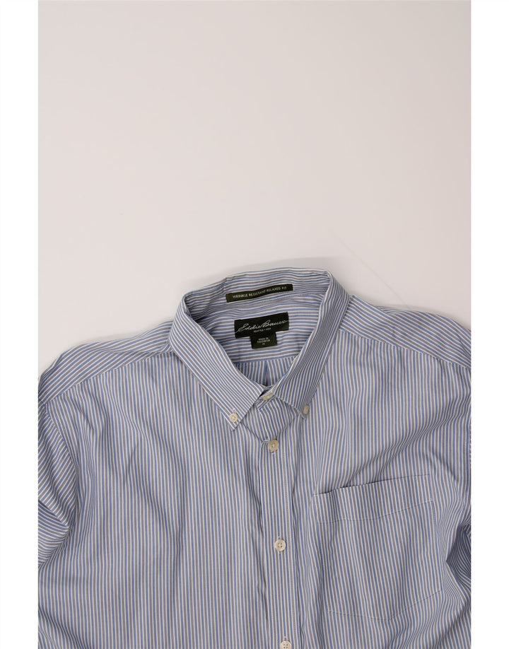 EDDIE BAUER Mens Relaxed Fit Shirt XL Blue Striped Cotton Vintage Eddie Bauer and Second-Hand Eddie Bauer from Messina Hembry 