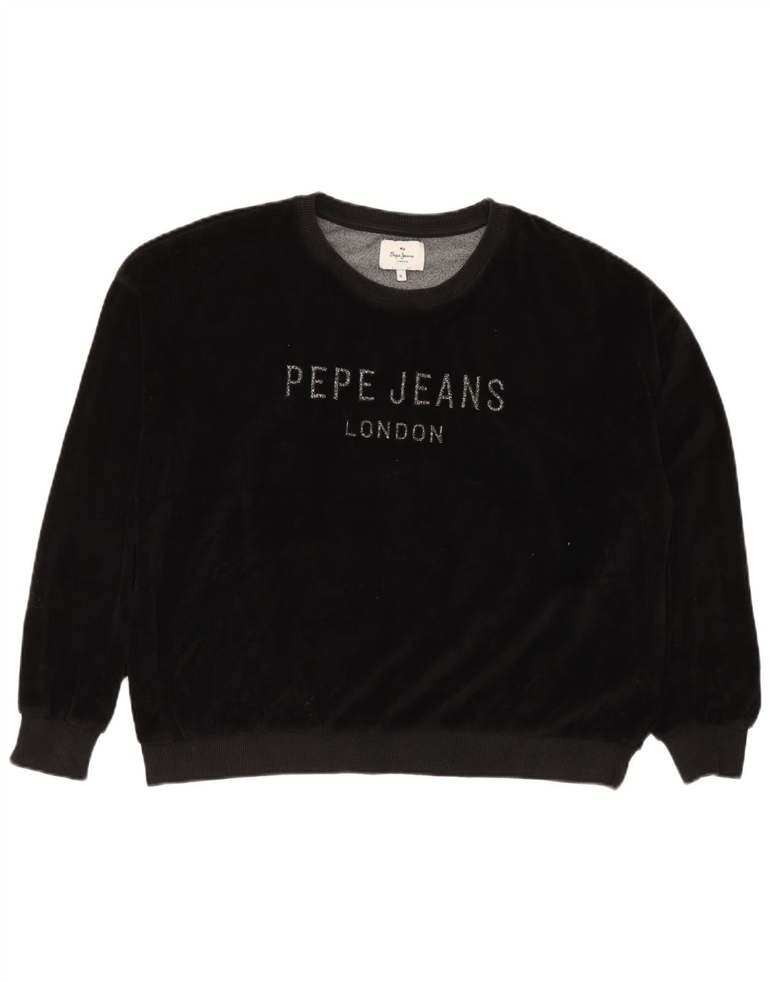 PEPE JEANS Felpa con grafica oversize da donna UK 18 XL Nera