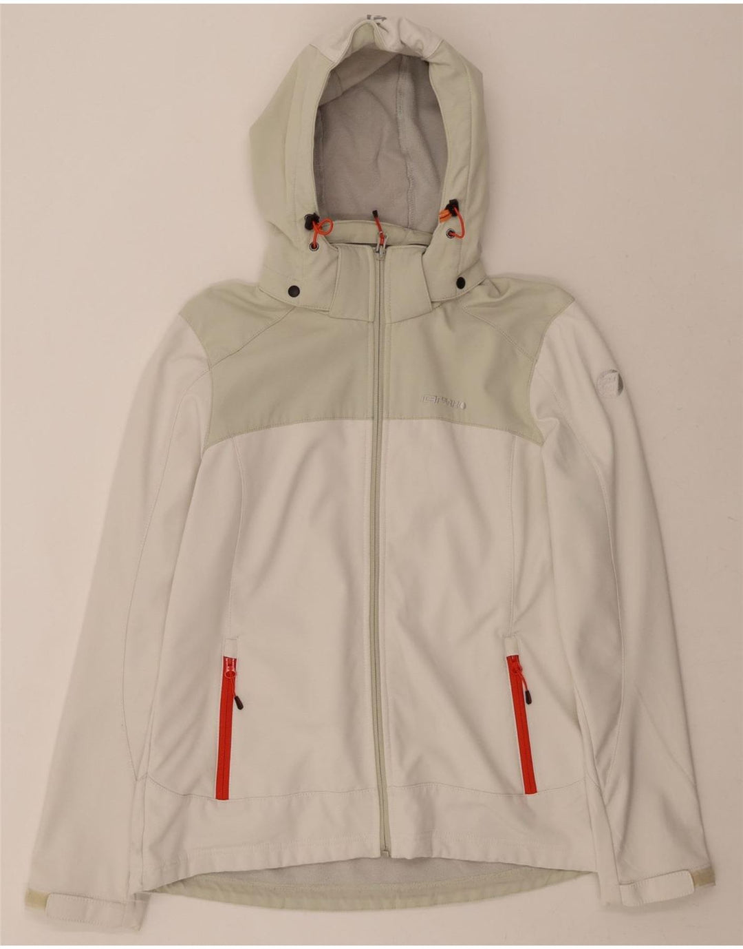 ICEPEAK Womens Hooded Windbreaker Jacket UK 14 Large White Colourblock Vintage Icepeak and Second-Hand Icepeak from Messina Hembry 