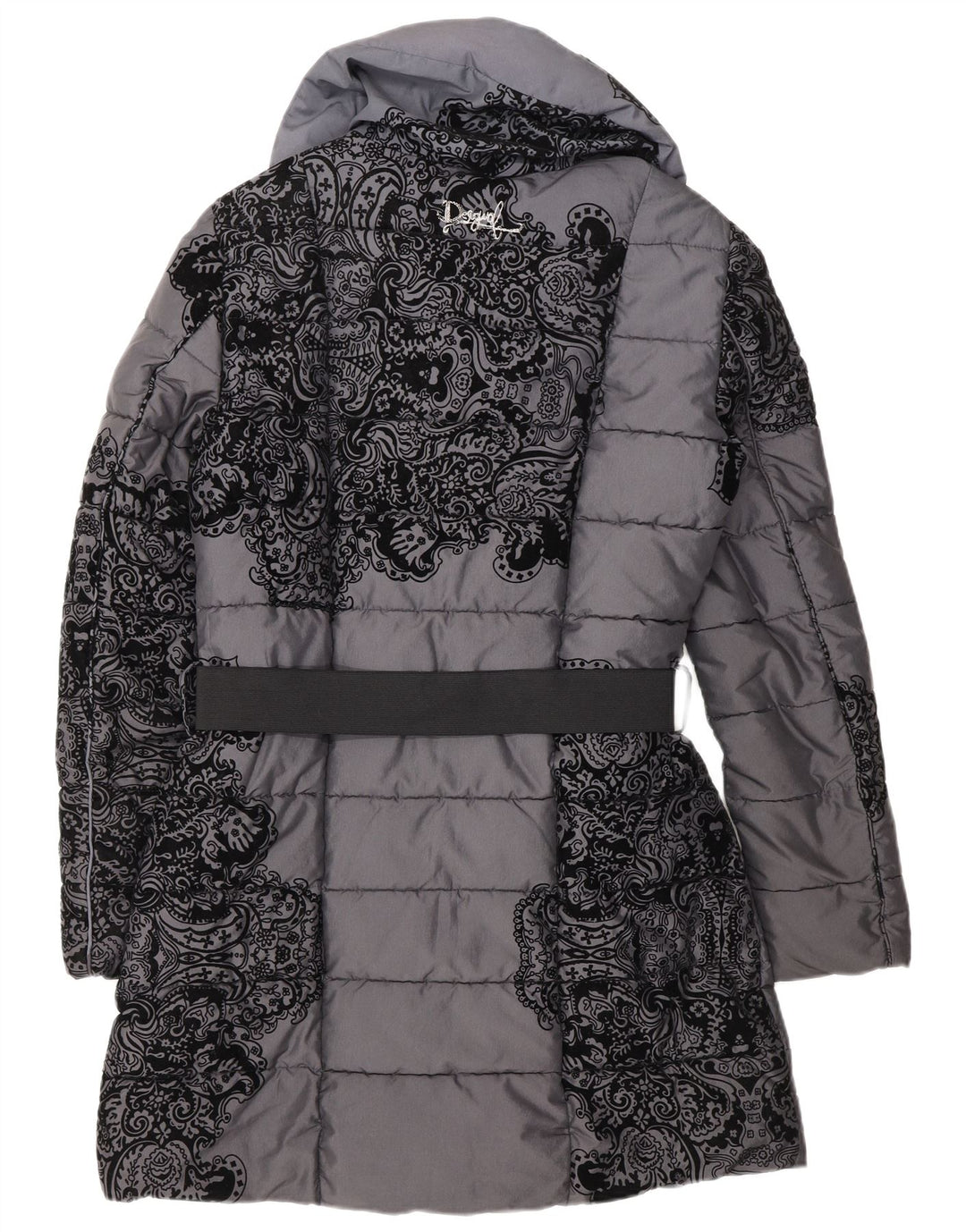 Cappotto imbottito doppiopetto da donna Desigual EU 38 Grigio medio floreale