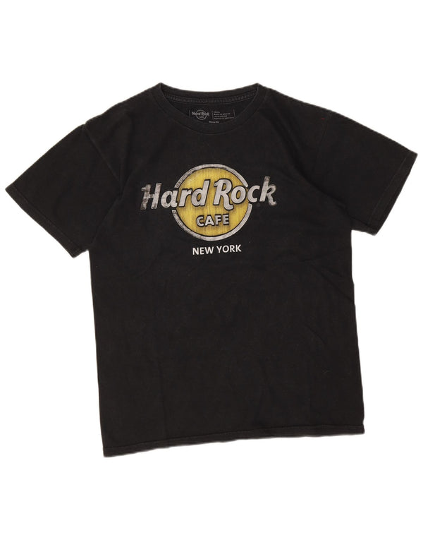 T-shirt grafica da uomo New York Hard Rock Cafe, piccola, in cotone nero