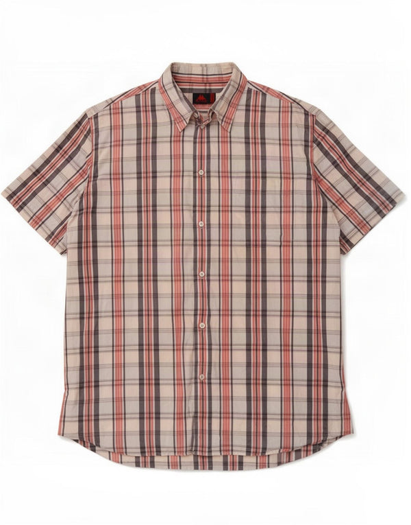 Camicia Kappa da uomo a maniche corte 2XL in cotone a quadri multicolore