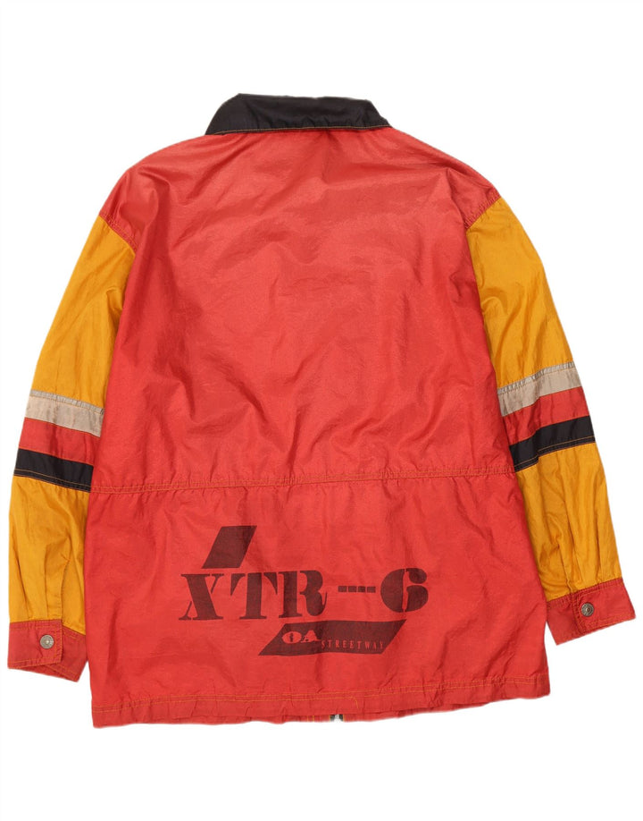 Impermeabile grafico da uomo vintage UK 36 Small Giallo color block in poliammide