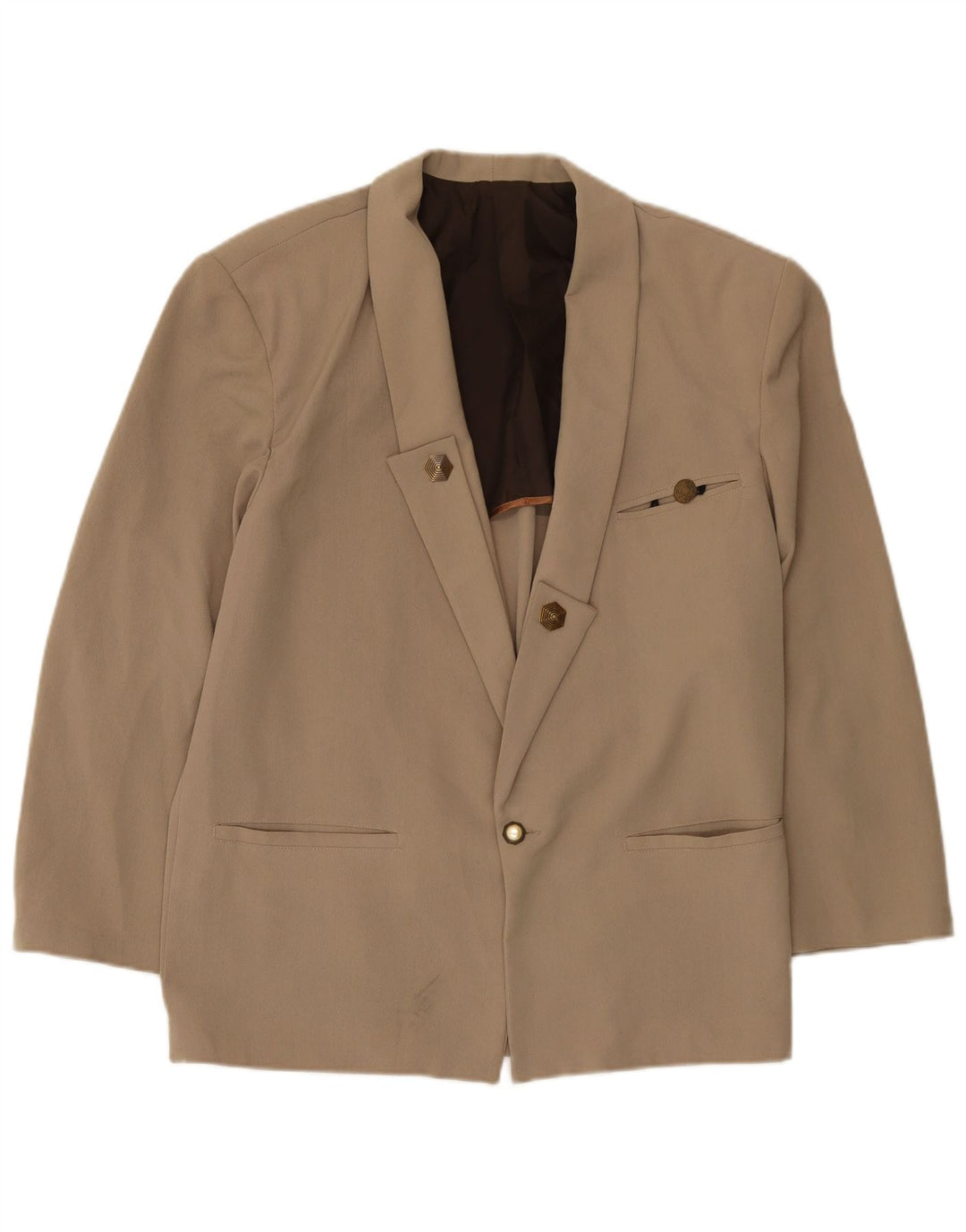 Giacca blazer vintage da uomo a 1 bottone UK 38 Viscosa beige medio