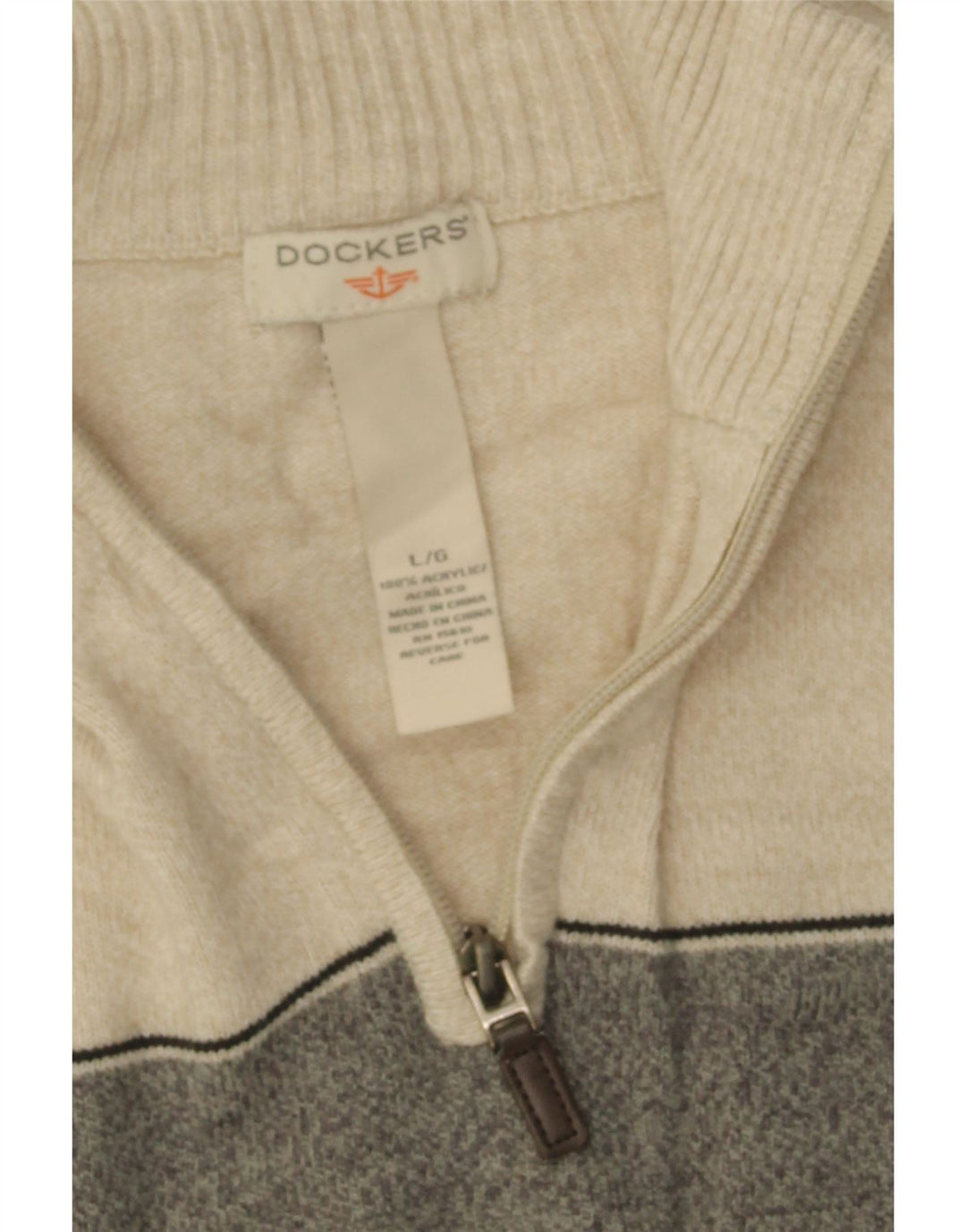 DOCKERS Womens Zip Neck Jumper Sweater UK 16 Large Black Colourblock Vintage Dockers and Second-Hand Dockers from Messina Hembry 
