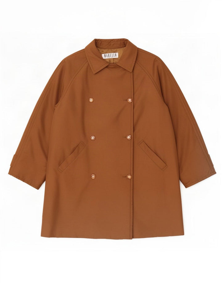 Cappotto doppiopetto oversize da donna Marella UK 12 Poliestere marrone medio