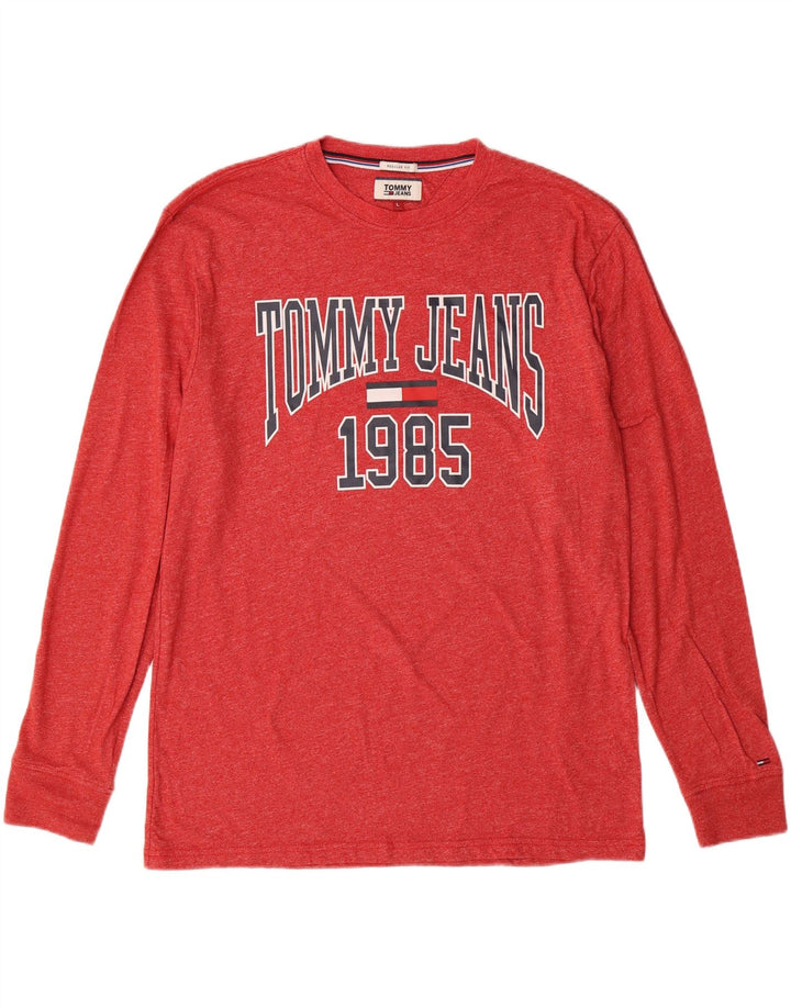 TOMMY HILFIGER Mens Regular Fit Graphic Top Long Sleeve Large Red Cotton Vintage Tommy Hilfiger and Second-Hand Tommy Hilfiger from Messina Hembry 