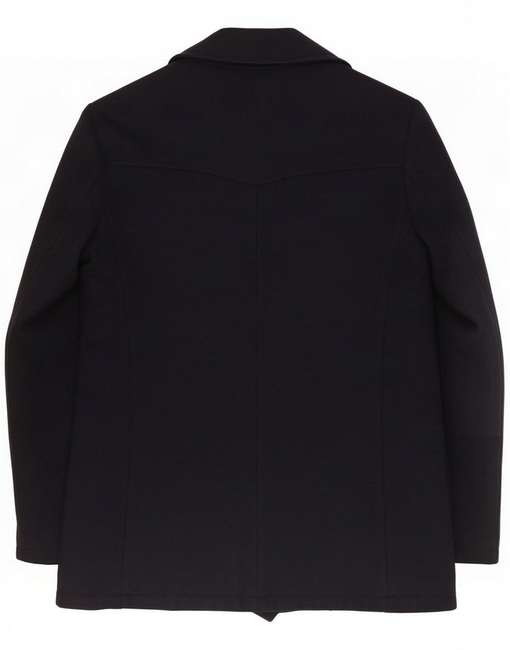 Cappotto da marinaio doppiopetto vintage da donna UK 14 medio in lana blu navy