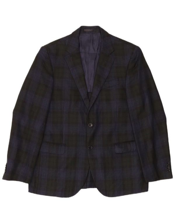 Giacca blazer vintage da uomo a 2 bottoni a quadri blu navy medio