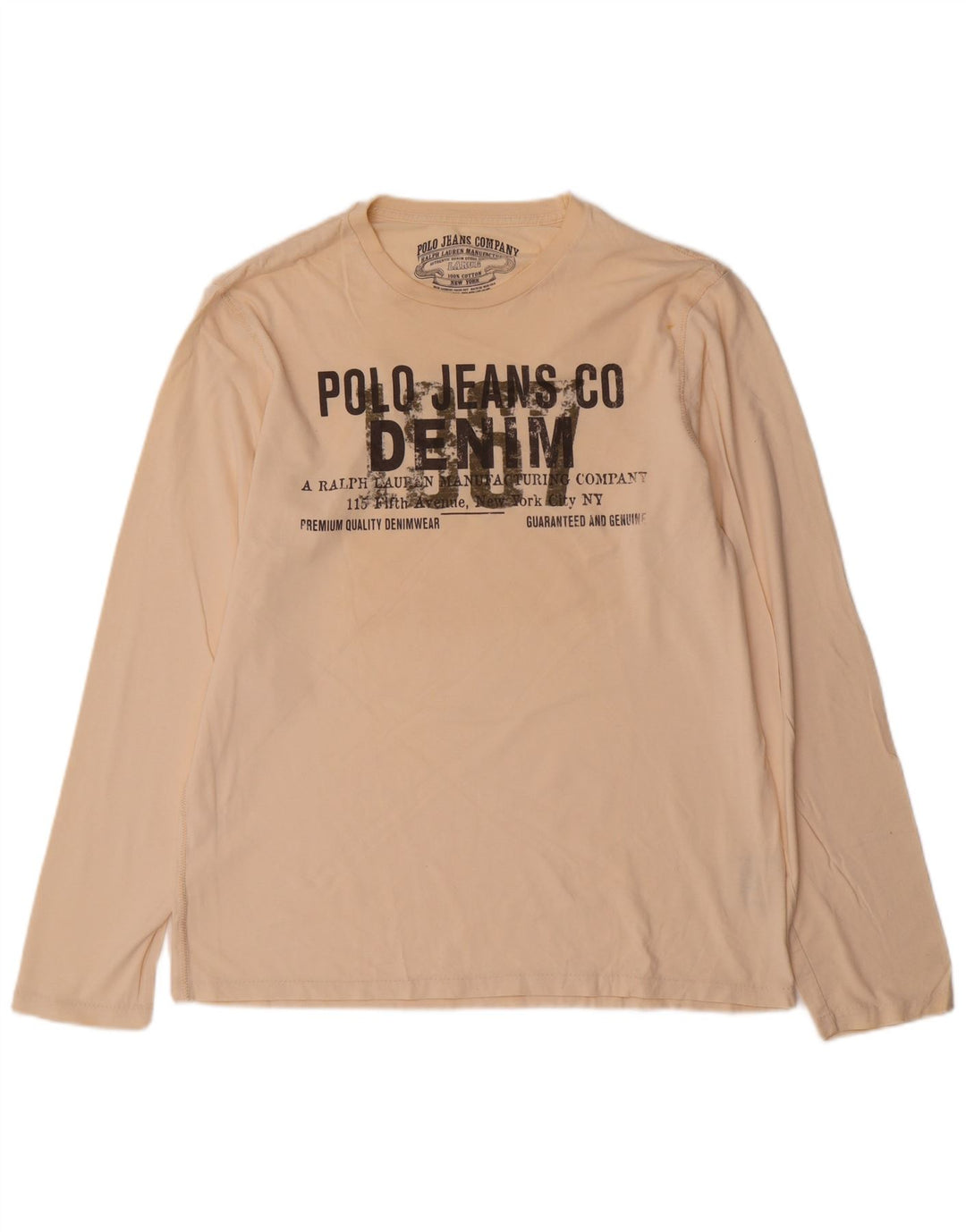 Ralph Lauren Top grafico da uomo a maniche lunghe in cotone beige grande