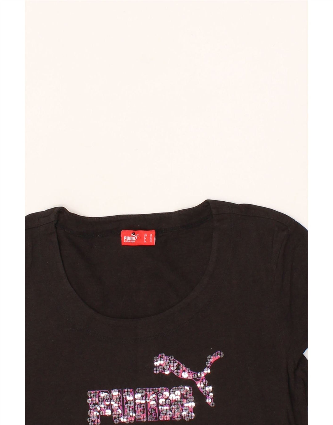 PUMA Womens Graphic T-Shirt Top UK 12 Medium Black Vintage Puma and Second-Hand Puma from Messina Hembry 
