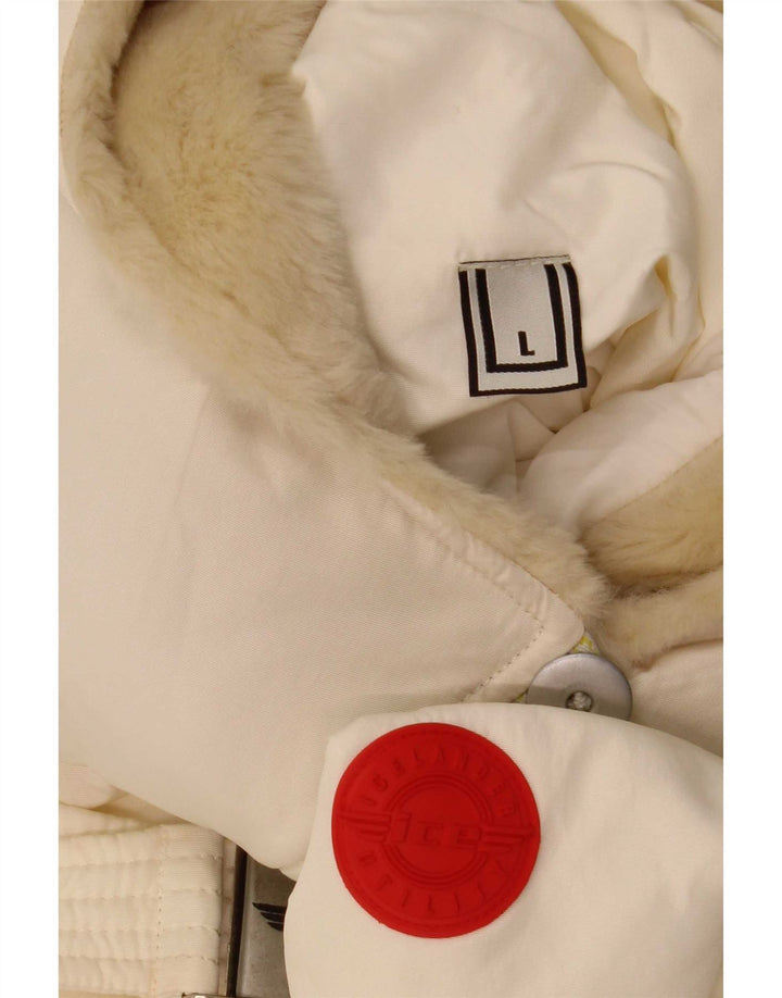 Giacca anorak da donna con cappuccio Ice UK 16 Large bianca in poliammide