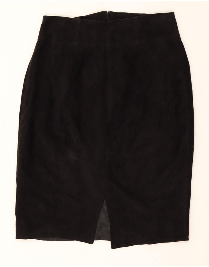 MABRUN Womens Suede Skirt IT 42 Medium W28  Black Leather Vintage Mabrun and Second-Hand Mabrun from Messina Hembry 