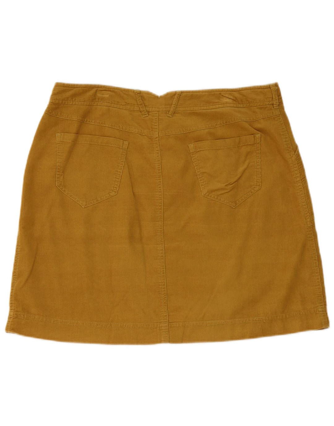 WHITE STUFF Mini gonna da donna in velluto a coste UK 12 media W32 cotone giallo