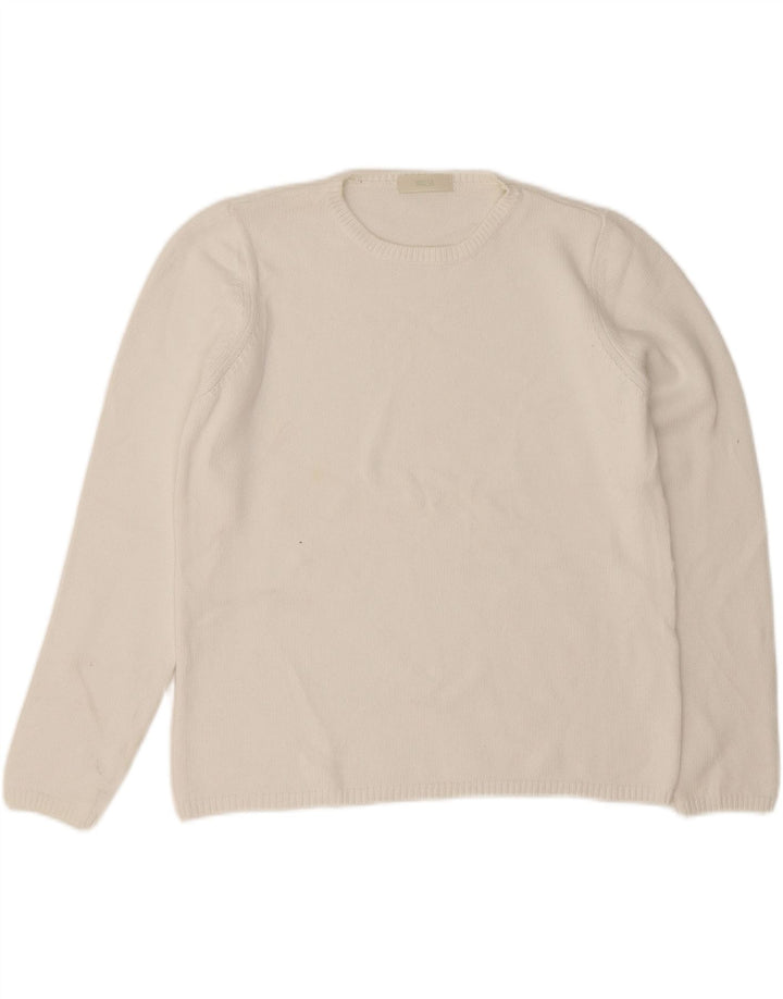 Maglione maglione girocollo da donna Marks & Spencer UK 16 grande cotone bianco