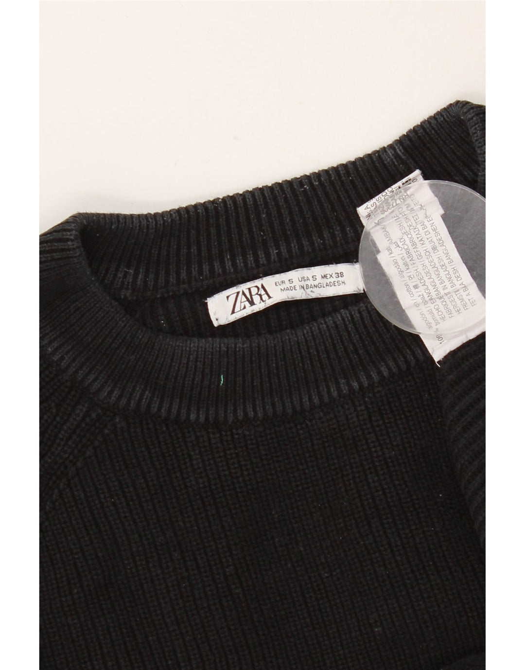 Maglione girocollo da uomo Zara piccolo in cotone nero