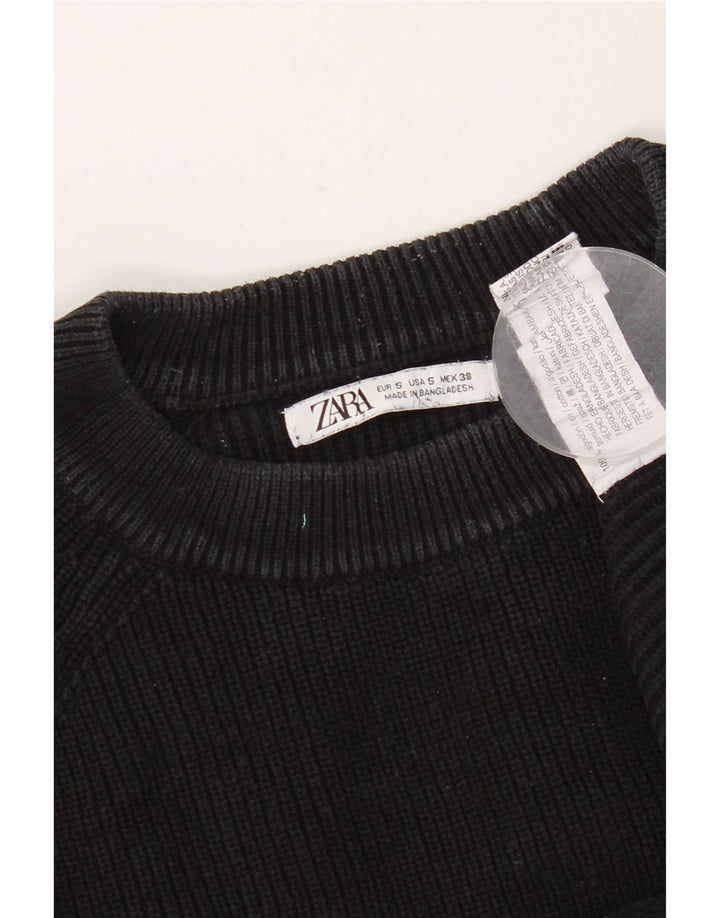 Maglione girocollo da uomo Zara piccolo in cotone nero