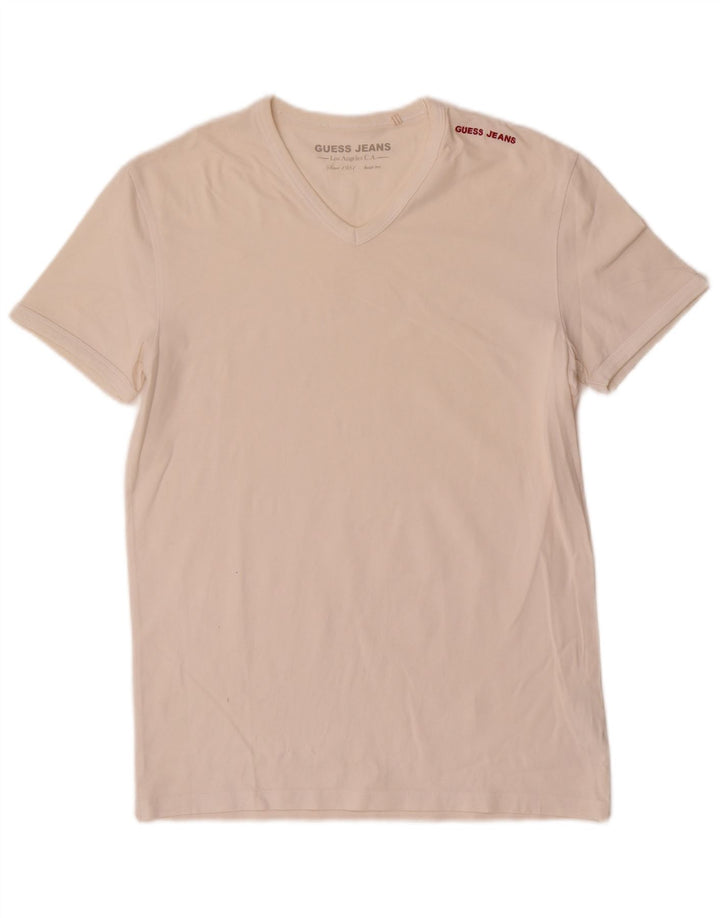 Guess T-shirt da uomo Top Large in cotone bianco