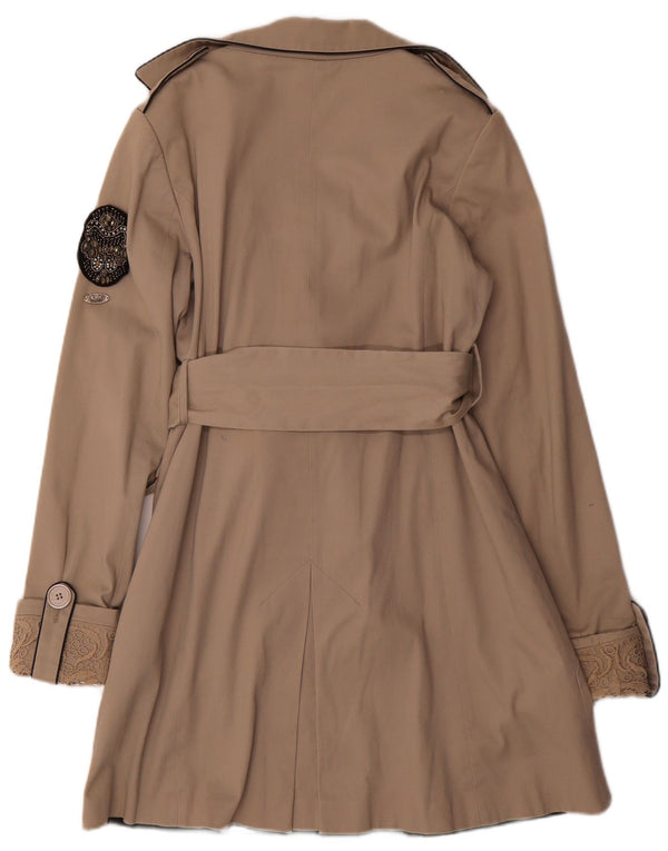 LIU JO Womens Double Breasted Trench Coat IT 46 Large Beige Cotton