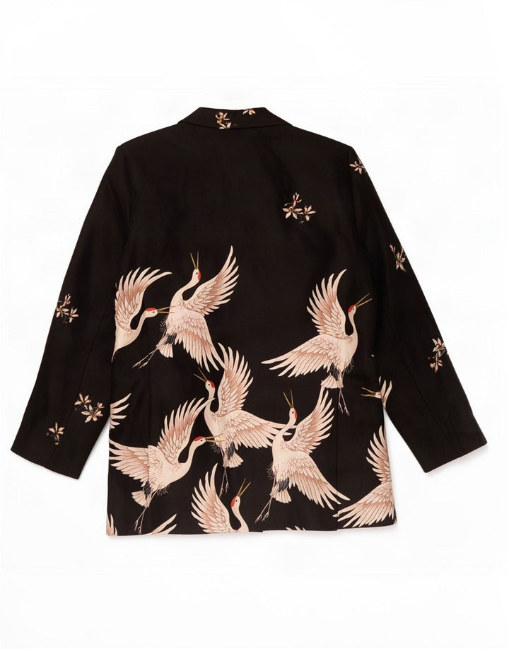 Top cardigan da donna con motivo astratto Zara UK 14 poliestere nero medio