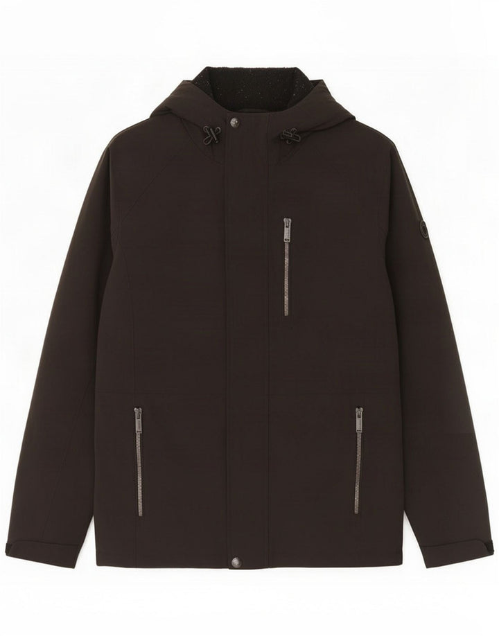 Calvin Klein Giacca a vento con cappuccio da uomo UK 36 Small Nero Poliestere