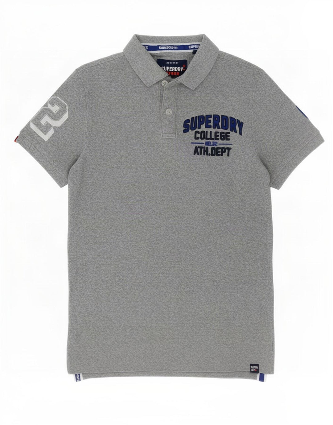 Polo grafica da uomo Superdry in cotone grigio medio