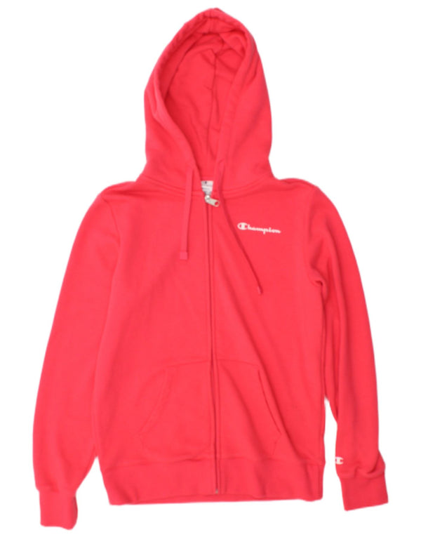 Maglione con cappuccio e zip da donna Champion UK 10 piccolo cotone rosso