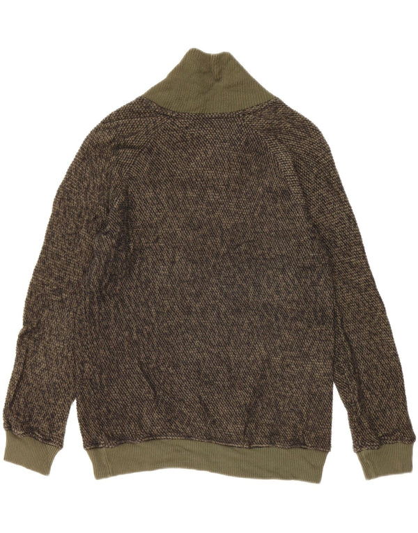 Maglione Zara da uomo con collo a scialle, cotone grande, verde screziato