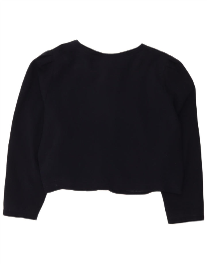 Giacca Bolero aperta da donna vintage UK 18 XL Poliestere blu navy