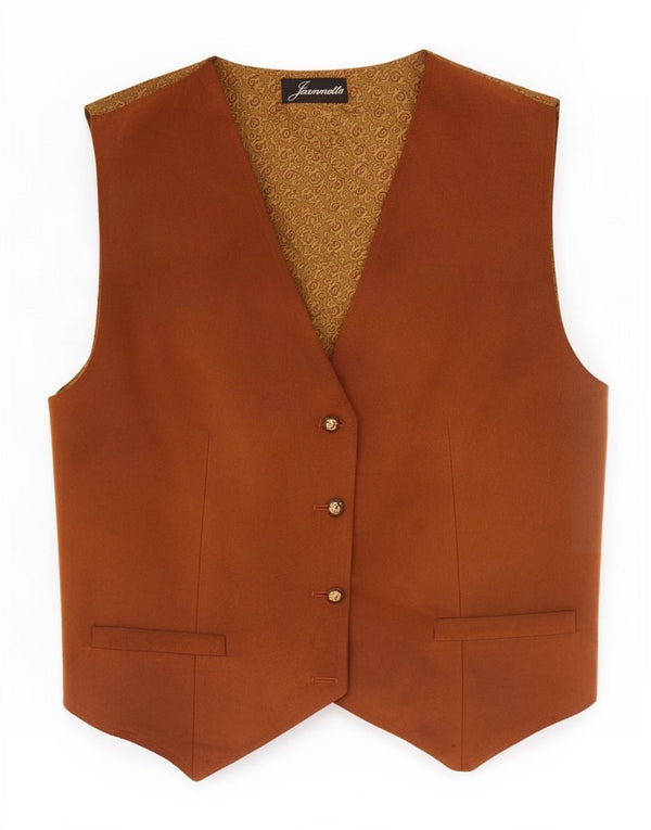 Gilet vintage da donna in pelle scamosciata corta UK 14 marrone medio