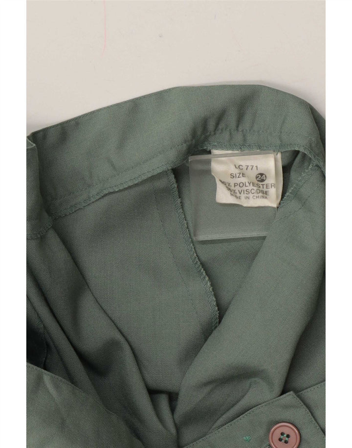 Gonna a pieghe regolare da donna vintage W40 2XL poliestere verde