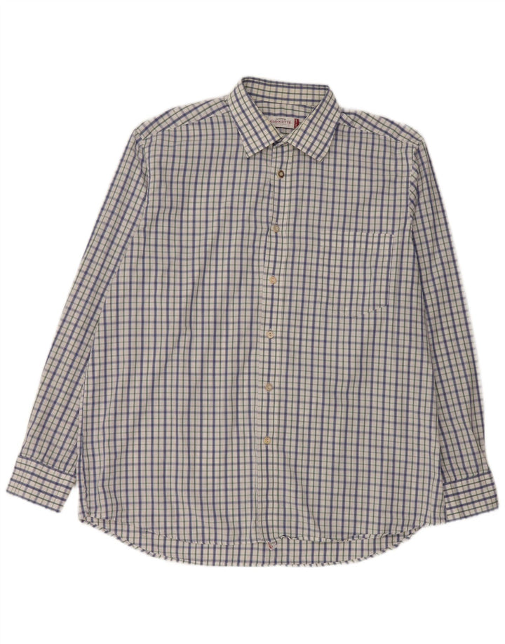 Camicia da uomo Gloriette taglia 43 grande cotone a quadri bianchi