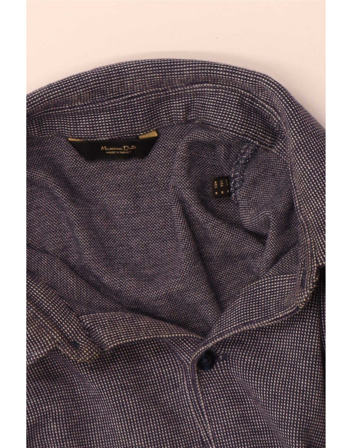 Polo da uomo a maniche lunghe Massimo Dutti blu navy medio