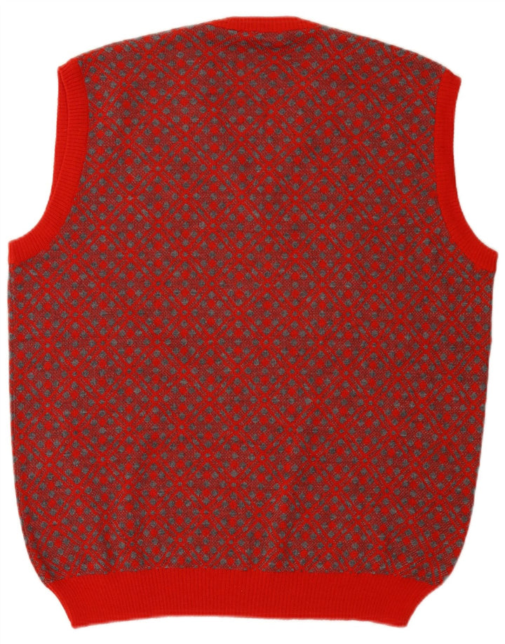 Canotta da uomo vintage canotta grande lana geometrica rossa