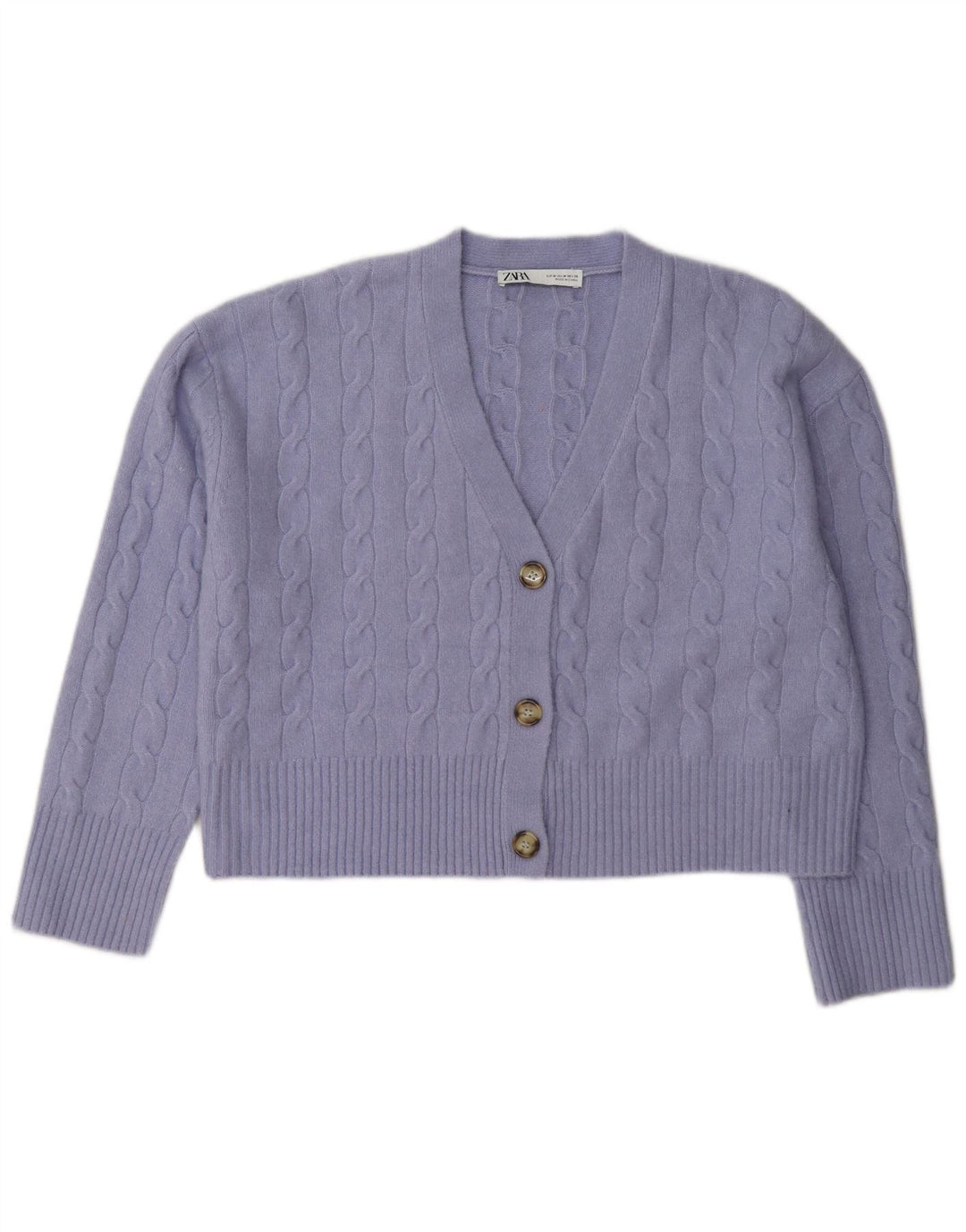 Maglione cardigan corto da donna Zara UK 14 Poliestere viola medio