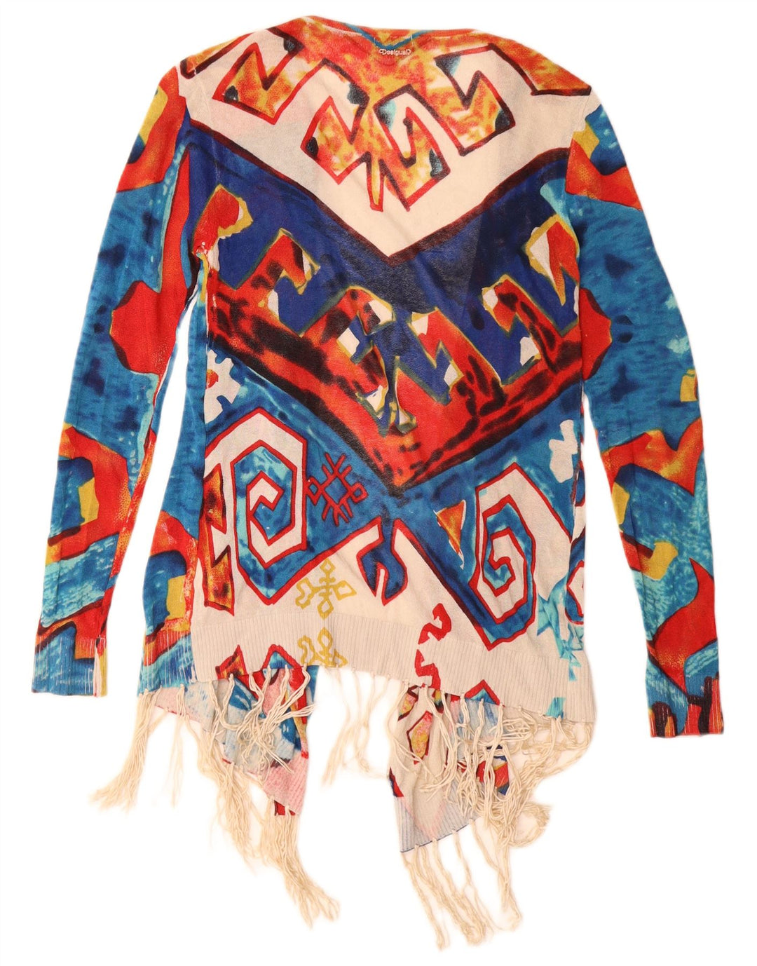 Desigual Womens Longline Cardigan Sweater UK 10 Small Multicolore