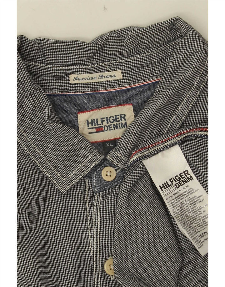 Camicia da uomo Tommy Hilfiger XL in cotone pied de poule grigio