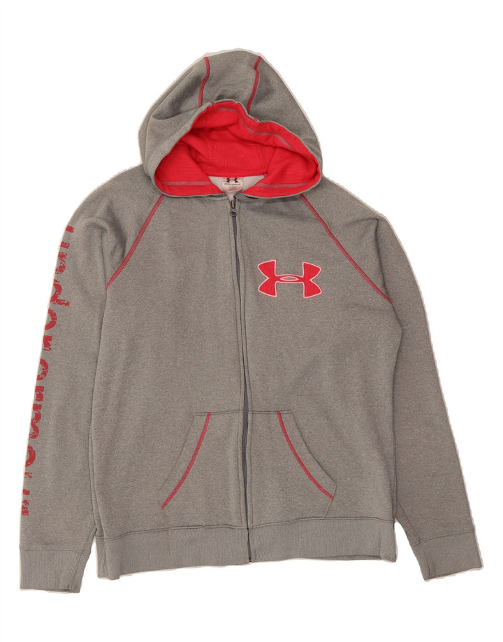 UNDER ARMOUR Womens Graphic Zip Hoodie Sweater UK 16 Large Grey Polyester Vintage Under Armour and Second-Hand Under Armour from Messina Hembry 