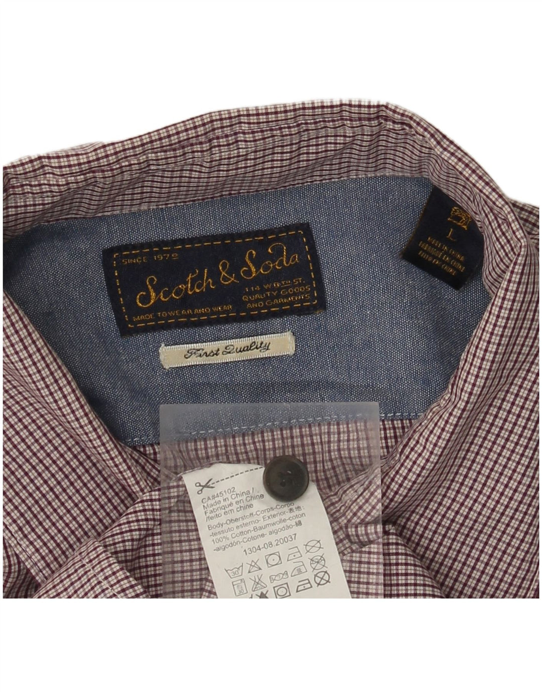 SCOTCH & SODA Camicia da uomo in cotone a quadri marroni grandi