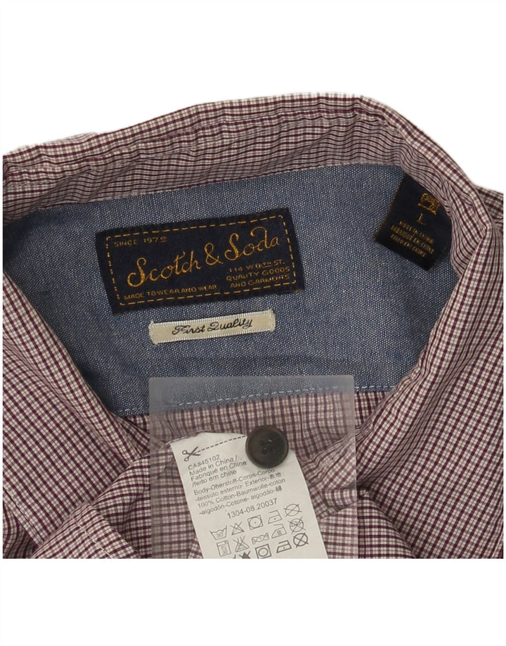 SCOTCH & SODA Camicia da uomo in cotone a quadri marroni grandi