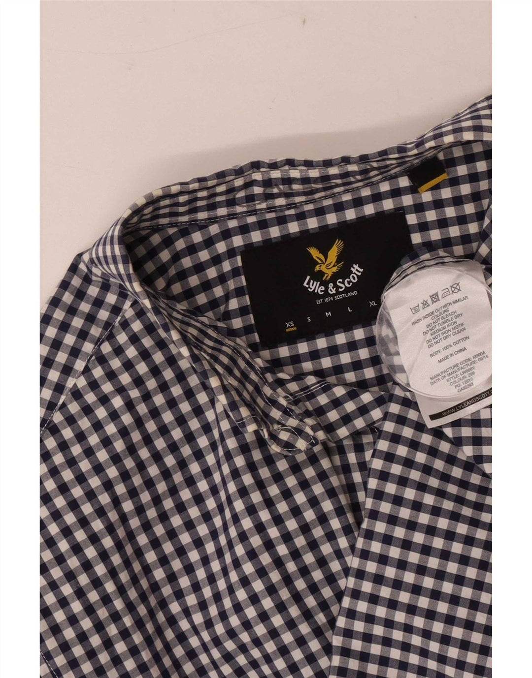 Camicia da uomo Lyle & Scott XS in cotone a quadretti blu