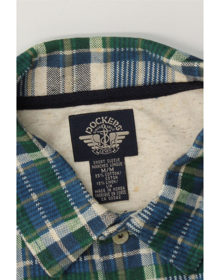 Camicia pullover a maniche corte da uomo Dockers in cotone a quadri blu medio