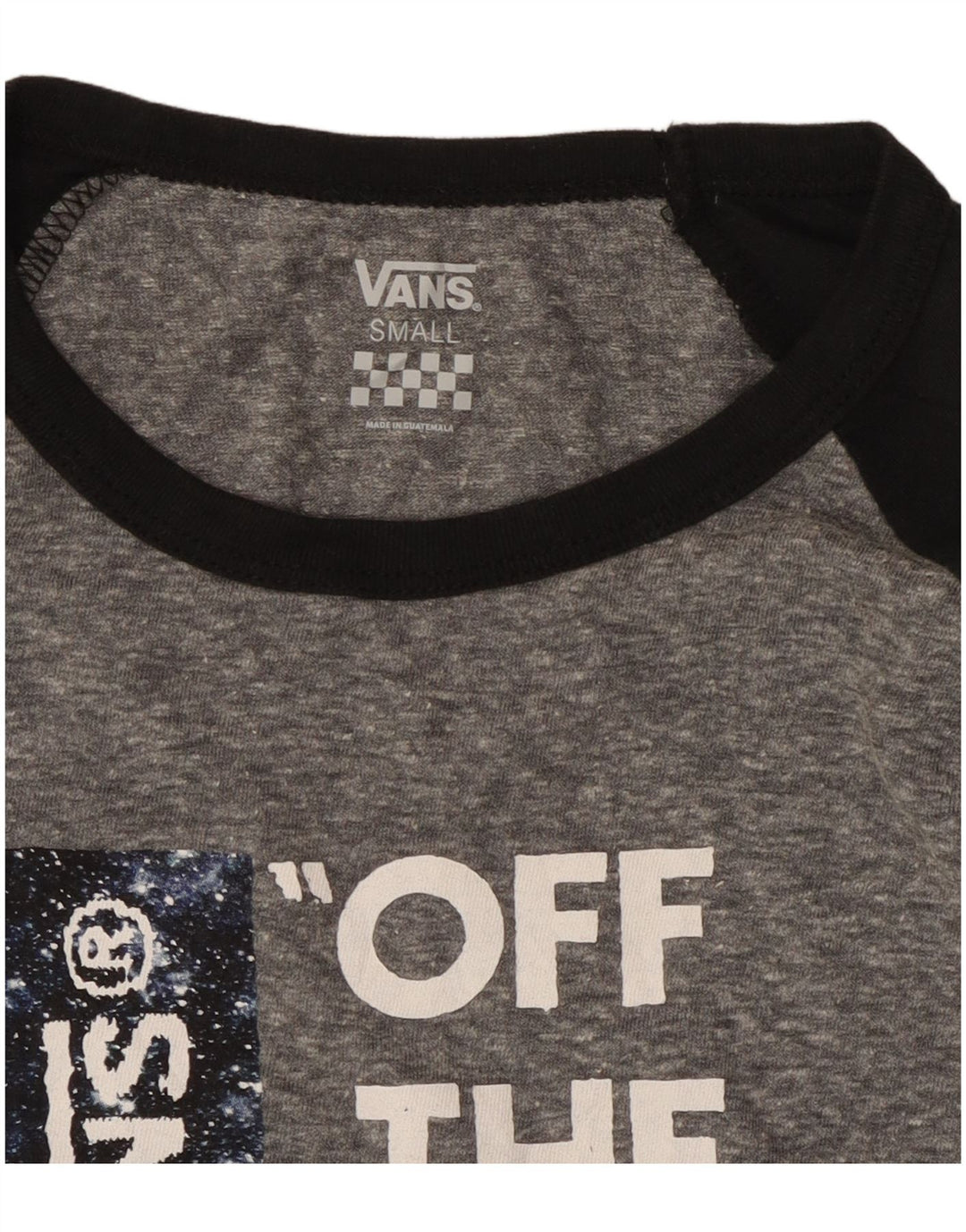 Top grafico da donna VANS manica 3/4 UK 10 piccolo grigio color block