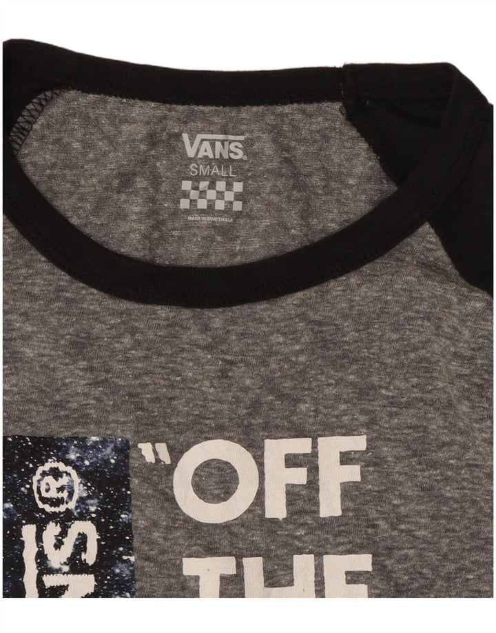 Top grafico da donna VANS manica 3/4 UK 10 piccolo grigio color block